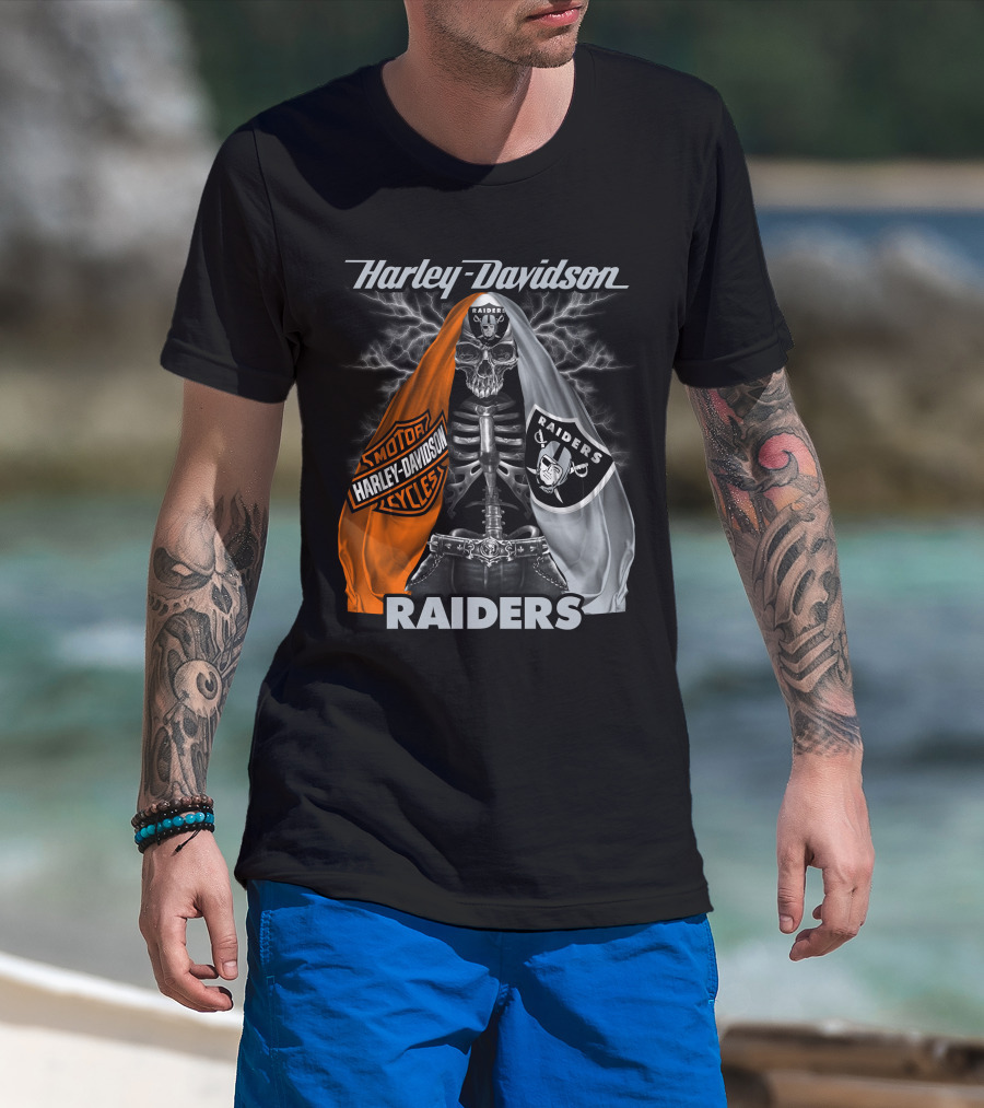 Harley Davidson Raiders Skeleton Hd0903 Las Vegas Raiders T-Shirt