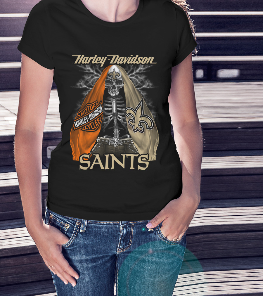 Harley Davidson Motorcycles New Orleans Saints T-Shirt