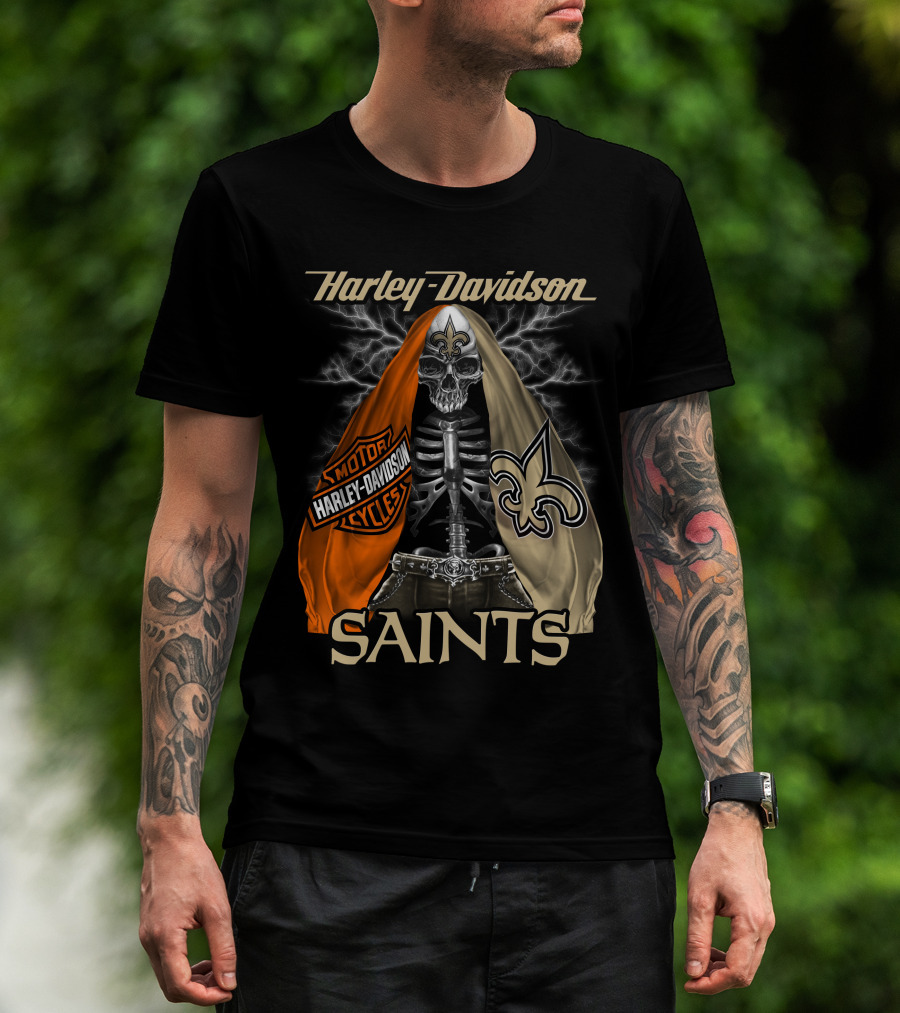Harley Davidson Motorcycles New Orleans Saints T-Shirt