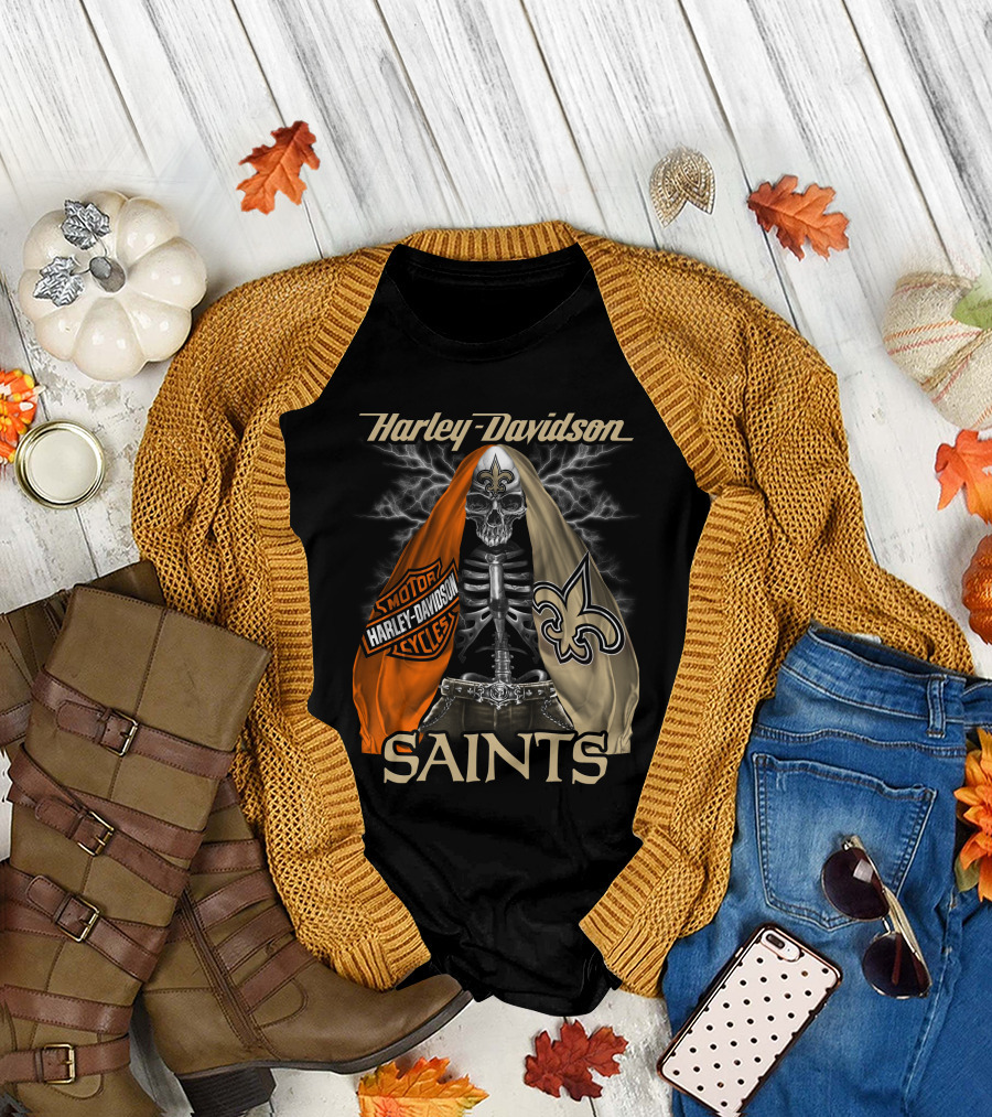 Harley Davidson Motorcycles New Orleans Saints T-Shirt