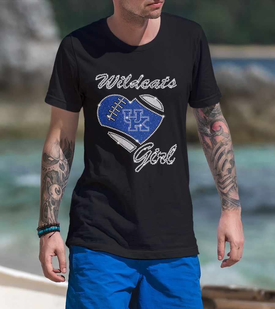 Wildcats Girl UK Football Heart G1003 Kentucky Wildcats T-Shirt