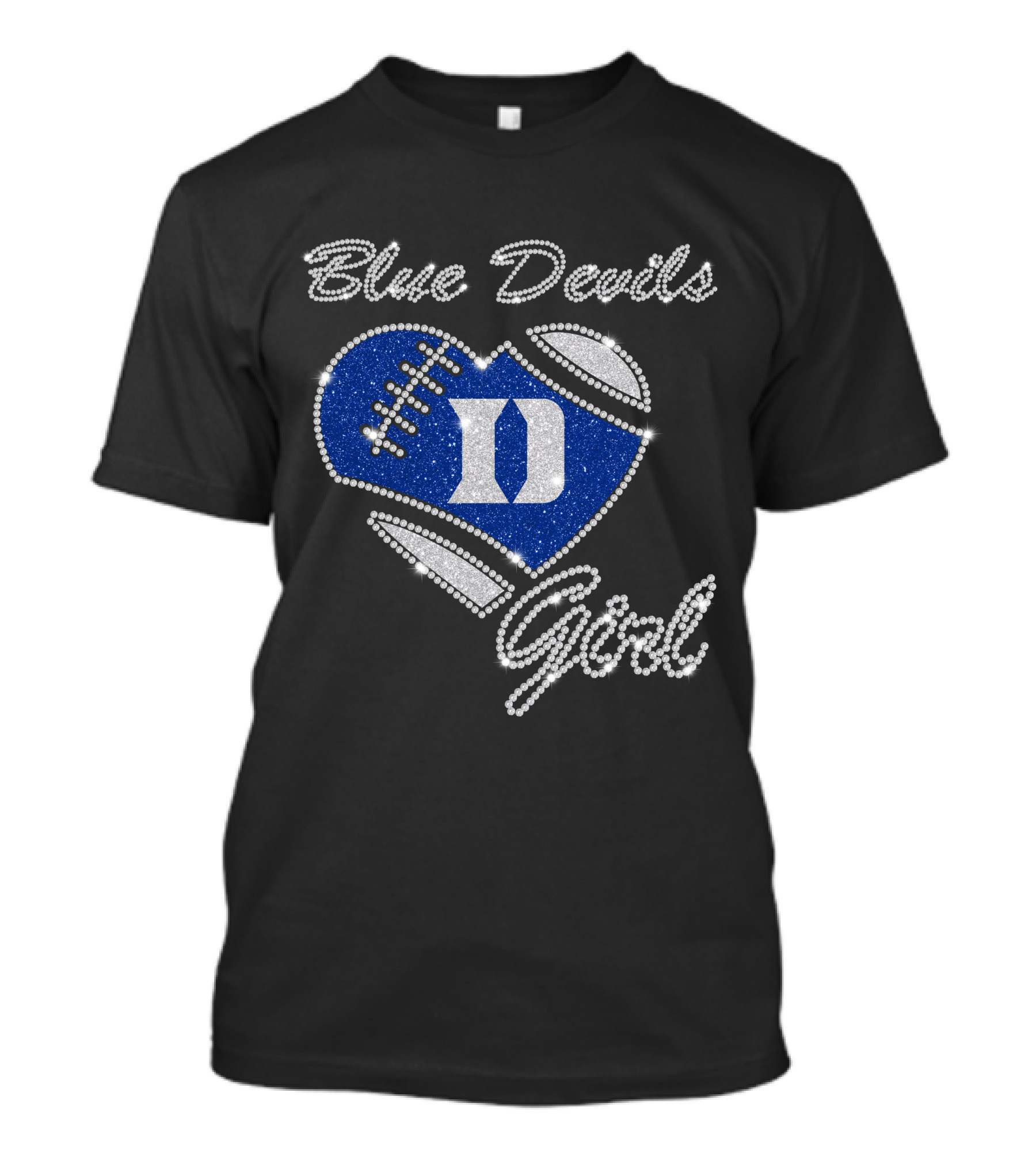 Blue Devils Girl D Football Heart T-Shirt
