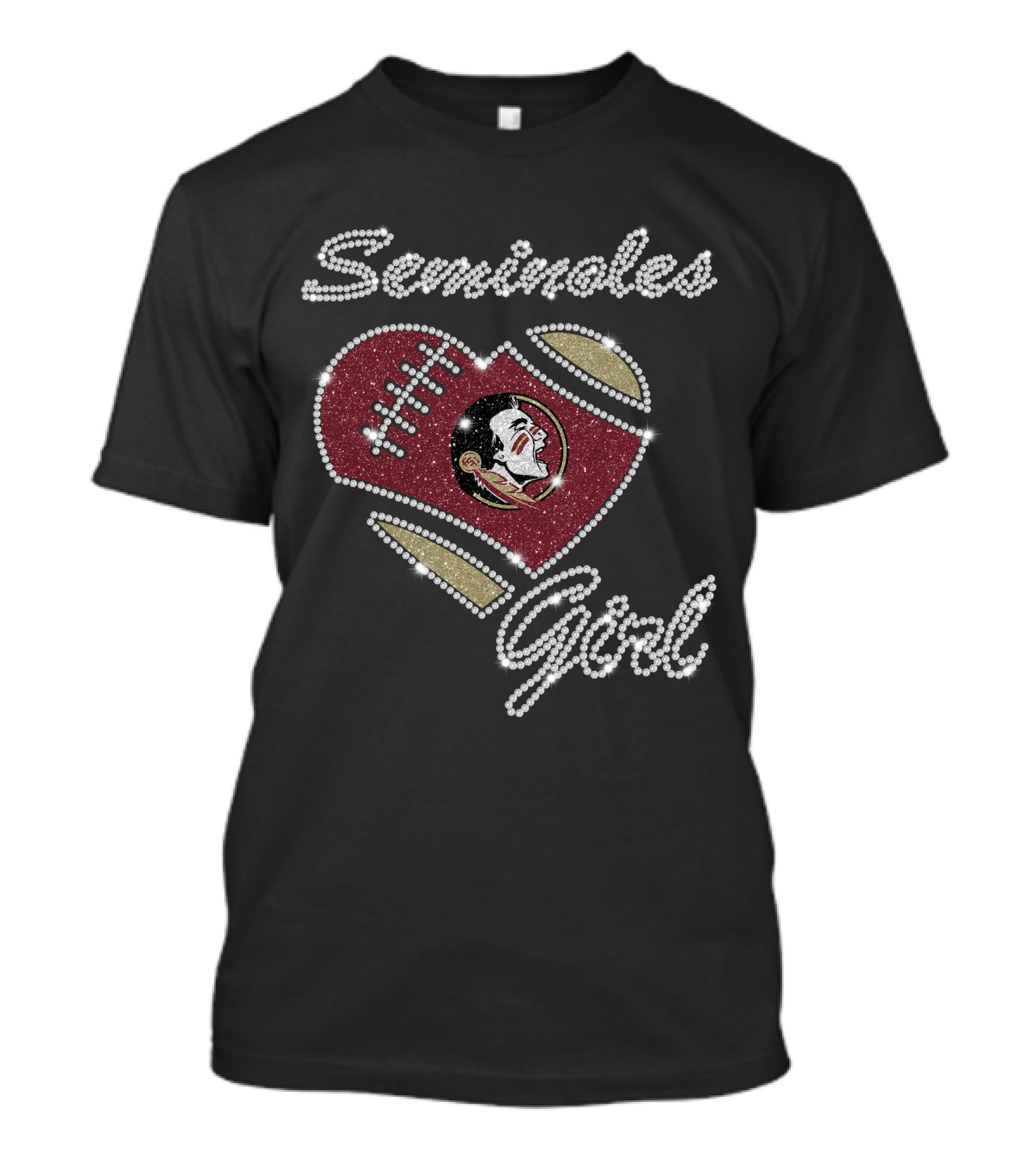 G1003 Florida State Seminoles Girl Football Heart T-Shirt