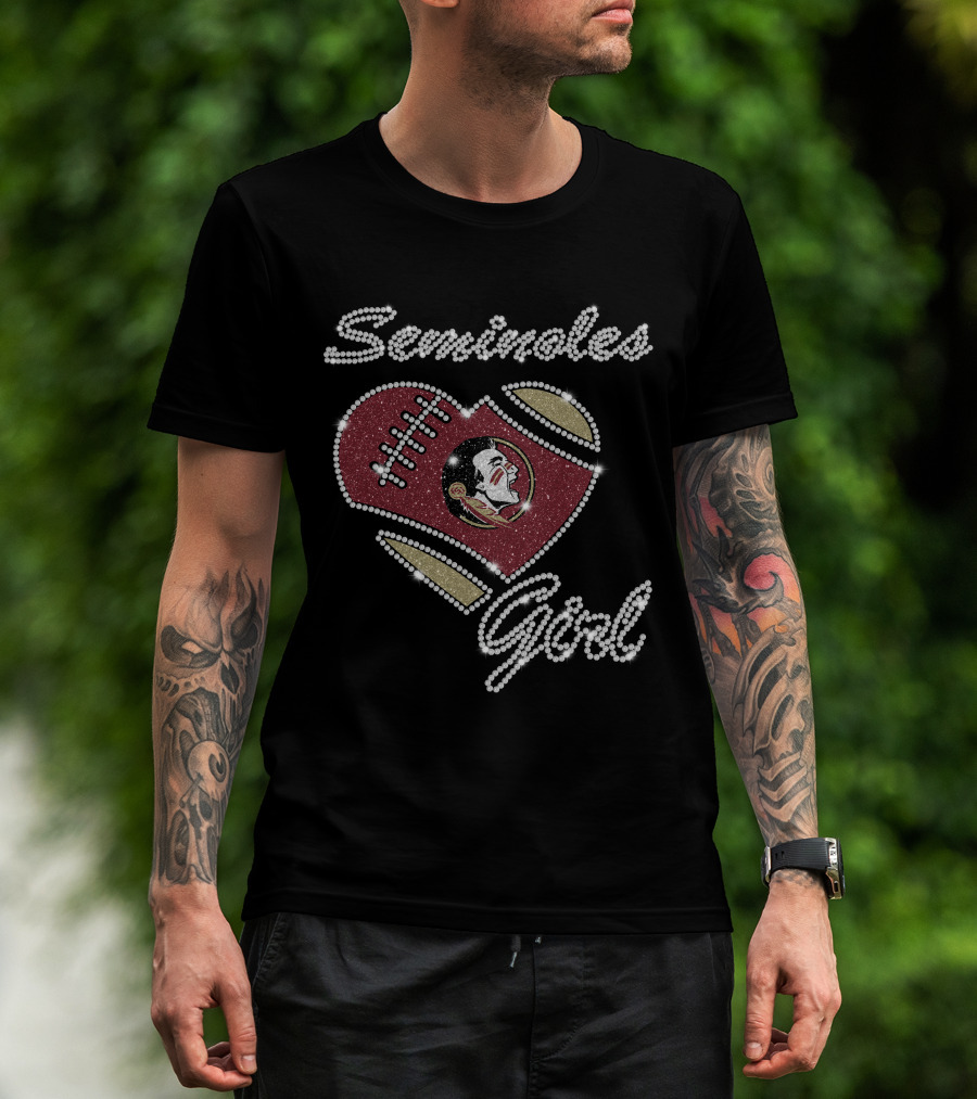 G1003 Florida State Seminoles Girl Football Heart T-Shirt