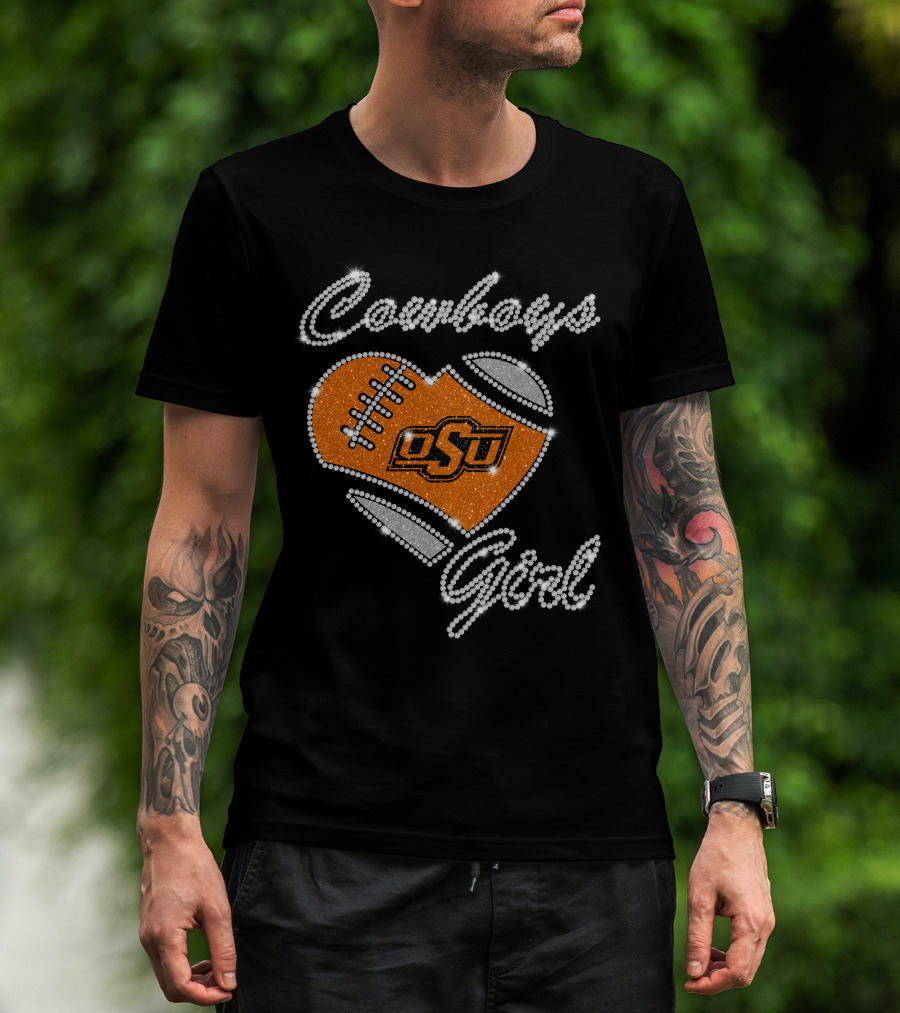 Cowboys Girl Osu Oklahoma State Football Heart T-Shirt