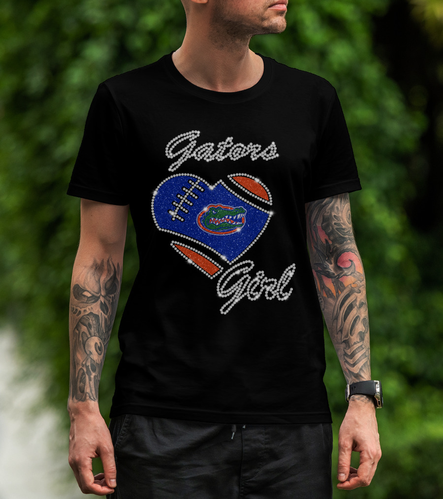 Gators Girl Florida Gators Heart Football Sparkle T-Shirt