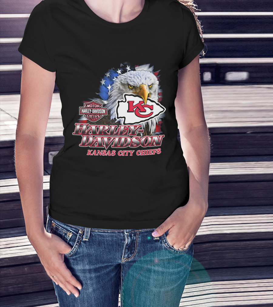 Harley Davidson Kansas City Chiefs Eagle Motorcycle Cycles T-Shirt