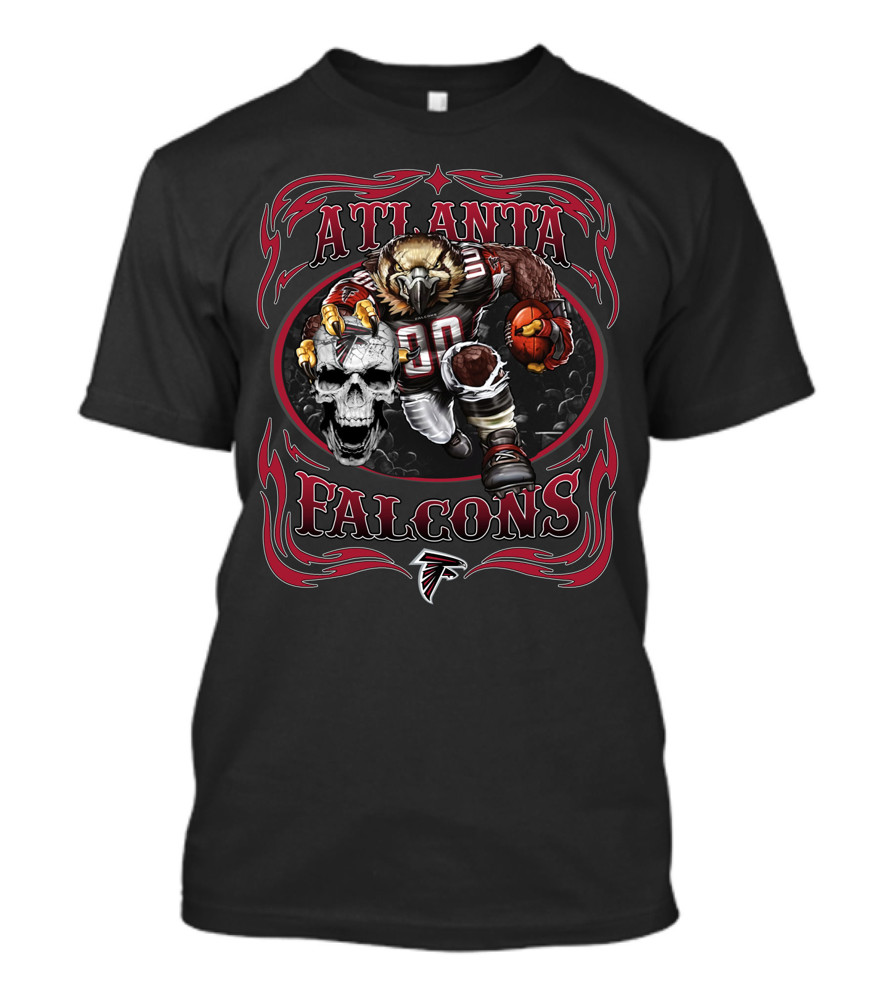 Atlanta Falcons Fierce Football Eagle With Skull T-Shirt