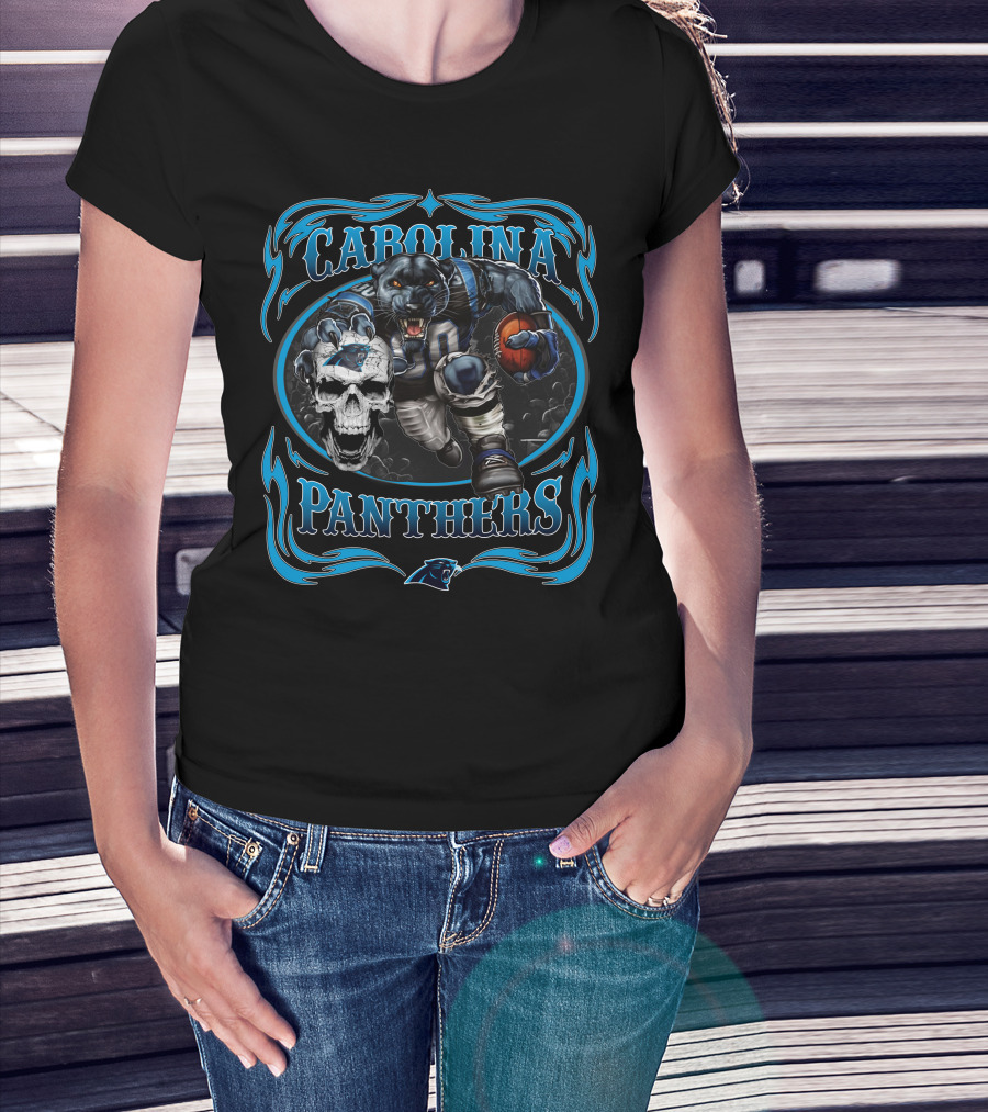 Carolina Panthers Football Panther Skull T-Shirt
