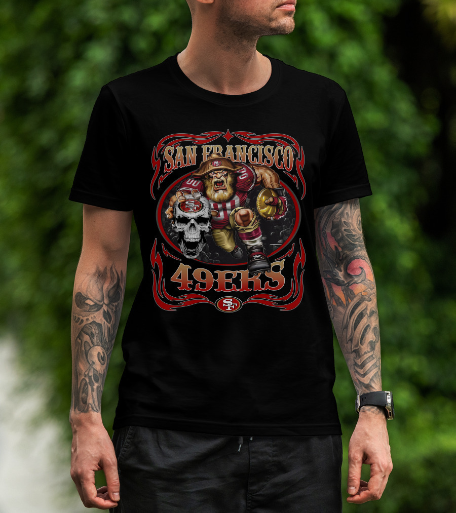 San Francisco 49ers Fierce Warrior Logo Football Theme T-Shirt