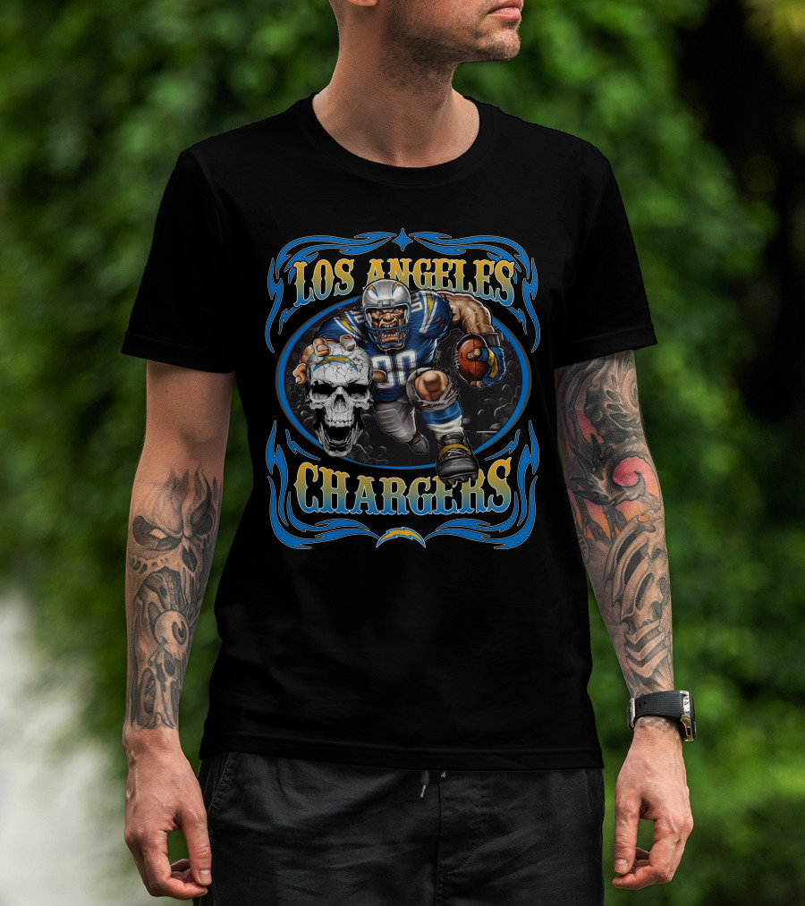 Los Angeles Chargers Football Warrior Skull T-Shirt