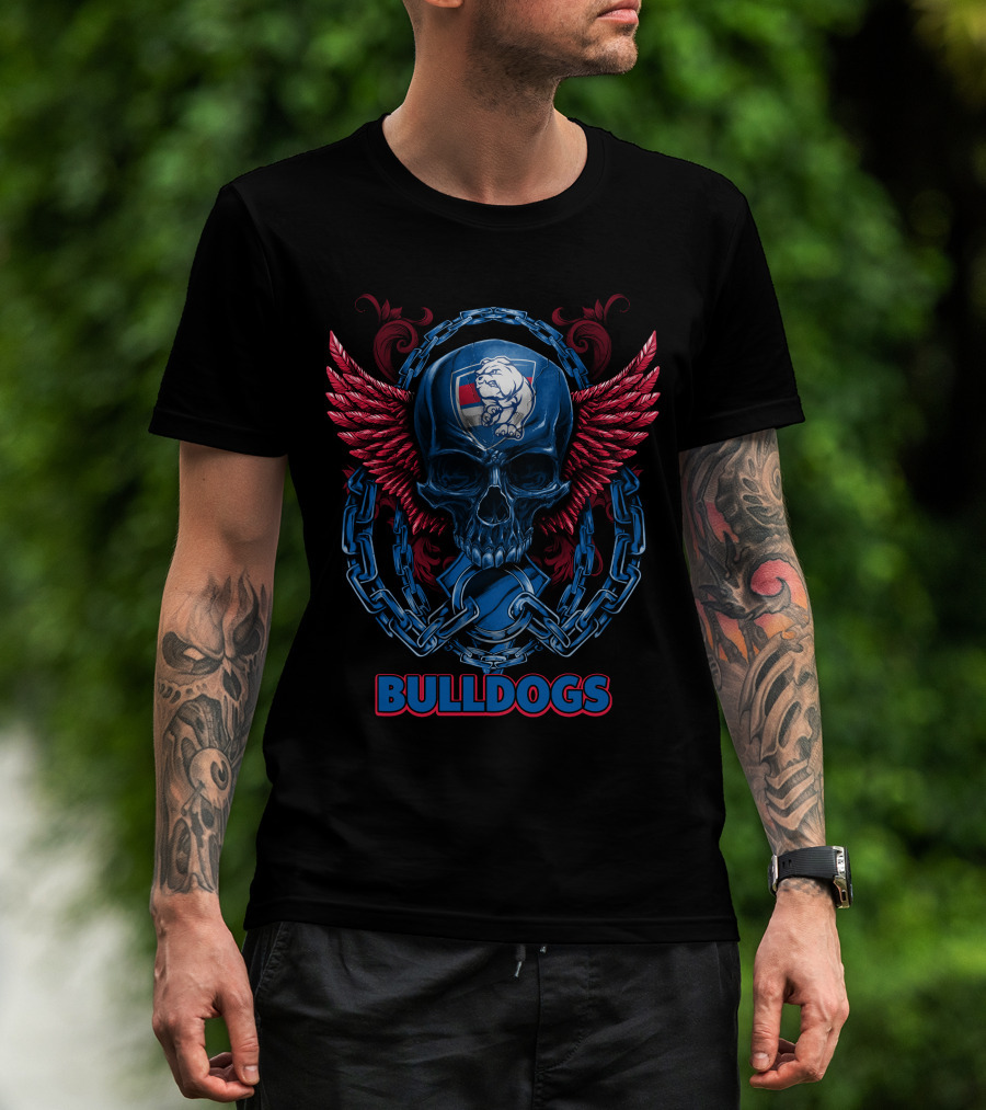 Bulldogs Skull With Winged Chain And Emblem T-Shirt