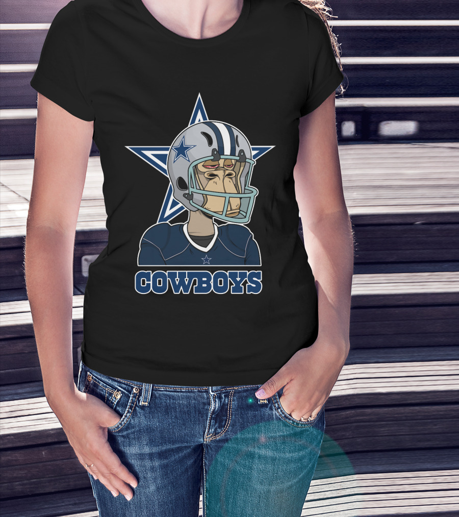 Cowboys Star Helmet Monkey Football Player T-Shirt