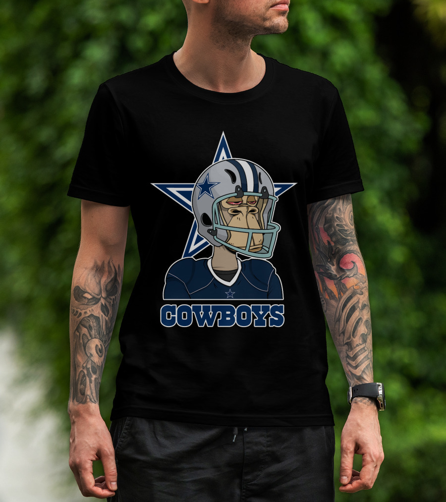 Cowboys Star Helmet Monkey Football Player T-Shirt