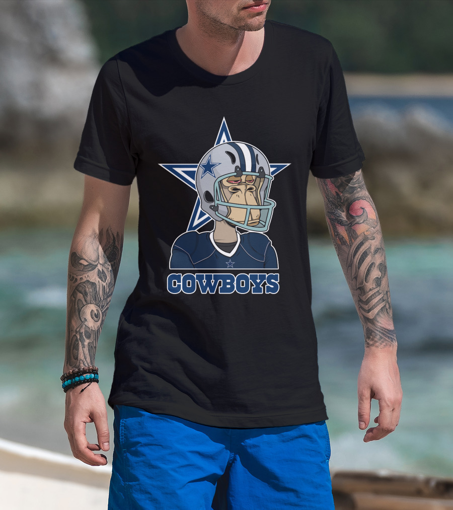 Cowboys Star Helmet Monkey Football Player T-Shirt