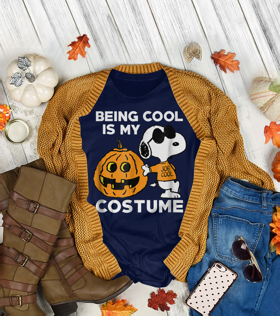Being Cool Is My Costume Joe Cool Halloween Snoopy Pumpkin T-Shirt