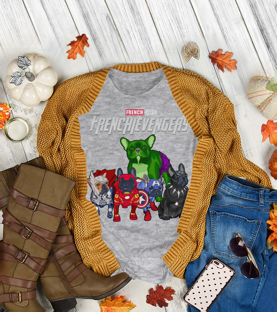 French Bulldog Frenchievengers Superhero Canine Team T-Shirt