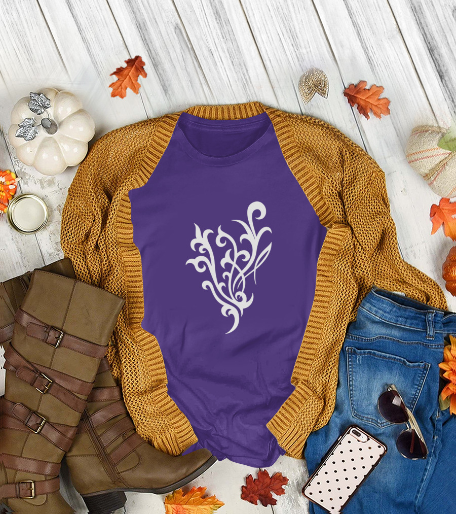 SELL YOUR TODAY Floral Swirl Design Purple Background T-Shirt