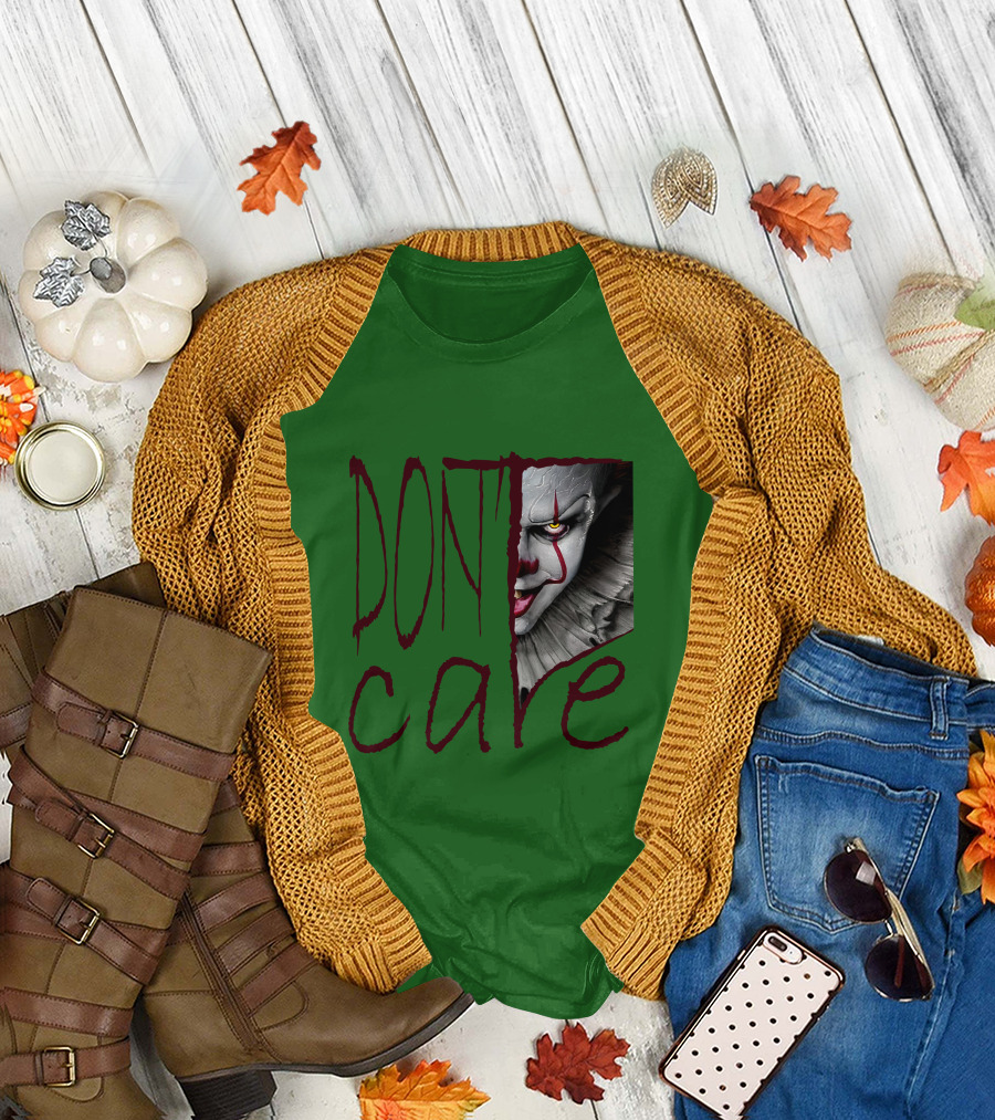 DON'T CARE Pennywise Face Clown Horror T-Shirt
