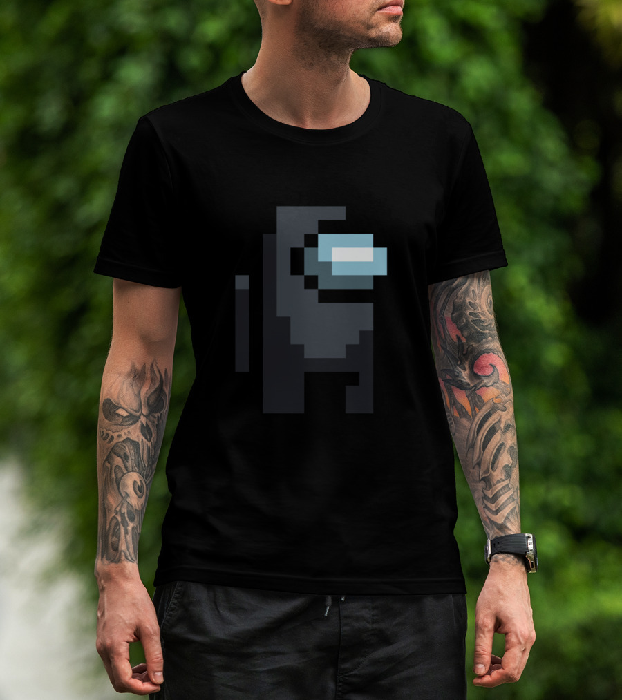 Among Us Crewmate Pixel Art Black Character T-Shirt