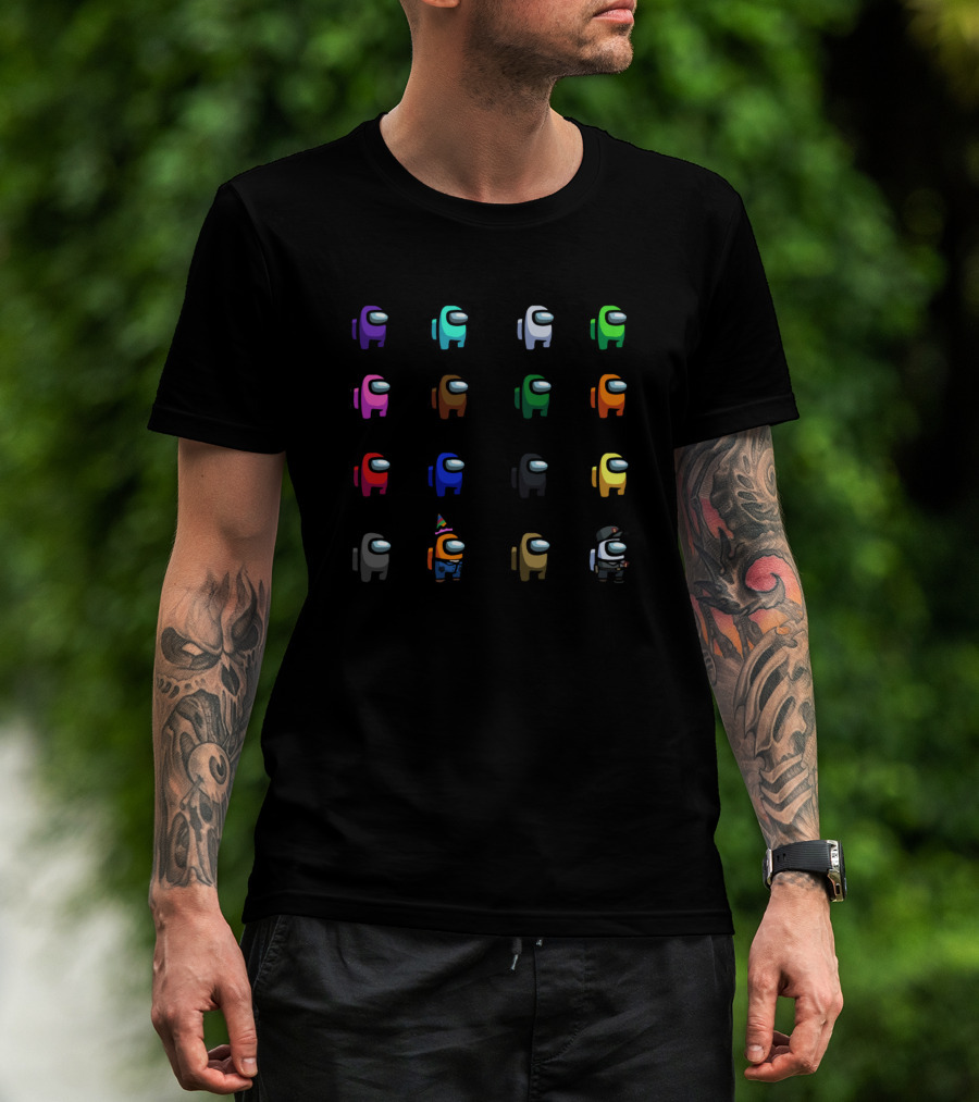 Among Us Crew Set Colorful Characters Collection T-Shirt
