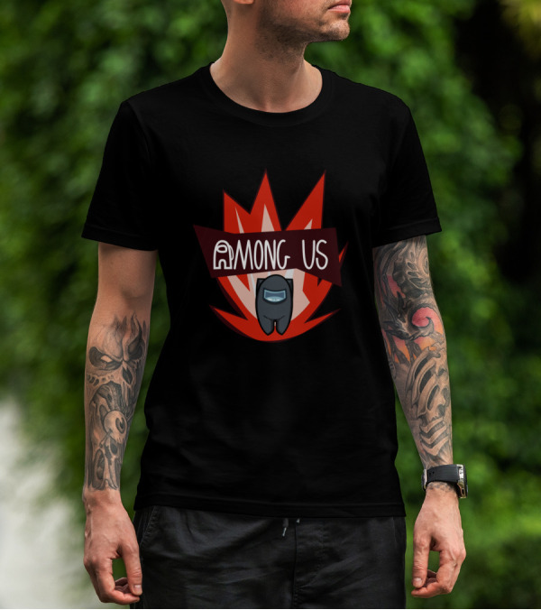 Among Us Gray Crewmate Exploding Background T-Shirt