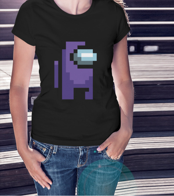 Among Us Purple Character Pixel T-Shirt