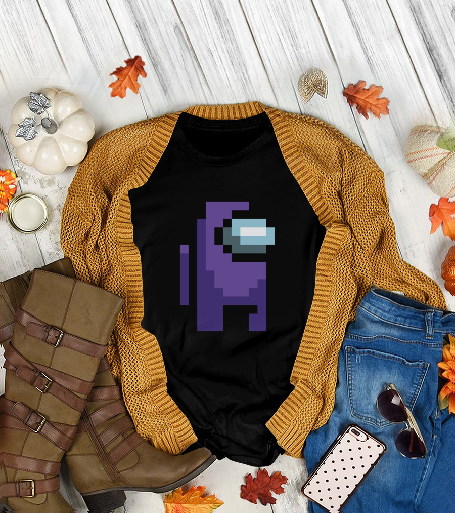 Among Us Purple Character Pixel T-Shirt