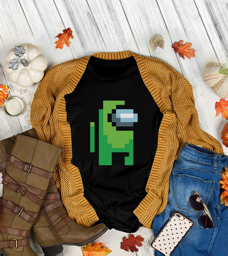 Among Us Lime Crewmate Character Pixel T-Shirt