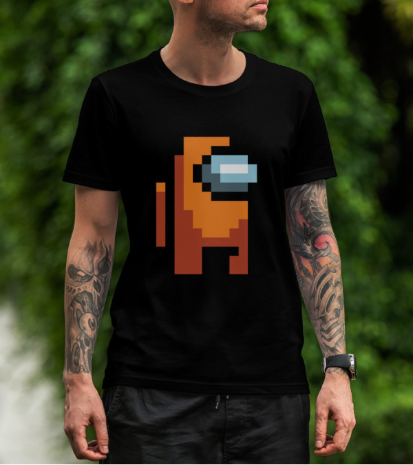 Among Us Orange Crewmate Pixel T-Shirt