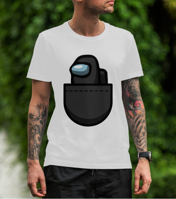 Black Crewmate Among Us Pocket T-Shirt