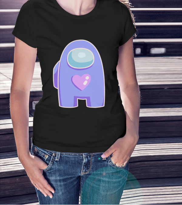Blue Violet Among Us Crewmate Heart T-Shirt