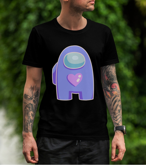 Blue Violet Among Us Crewmate Heart T-Shirt