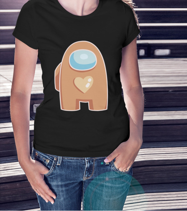 Brown Crewmate With Heart Among Us T-Shirt