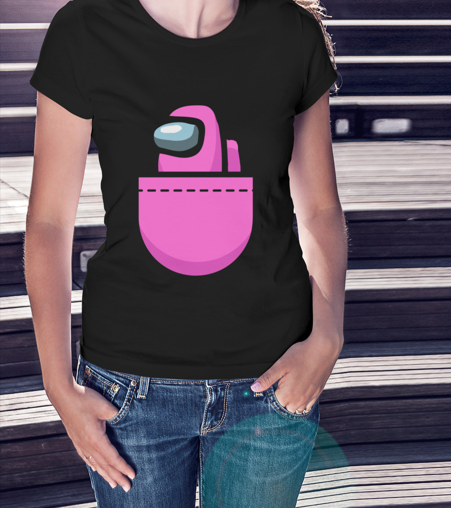 Among Us Pink Crewmate Pocket T-Shirt