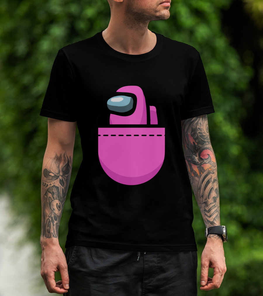 Among Us Pink Crewmate Pocket T-Shirt