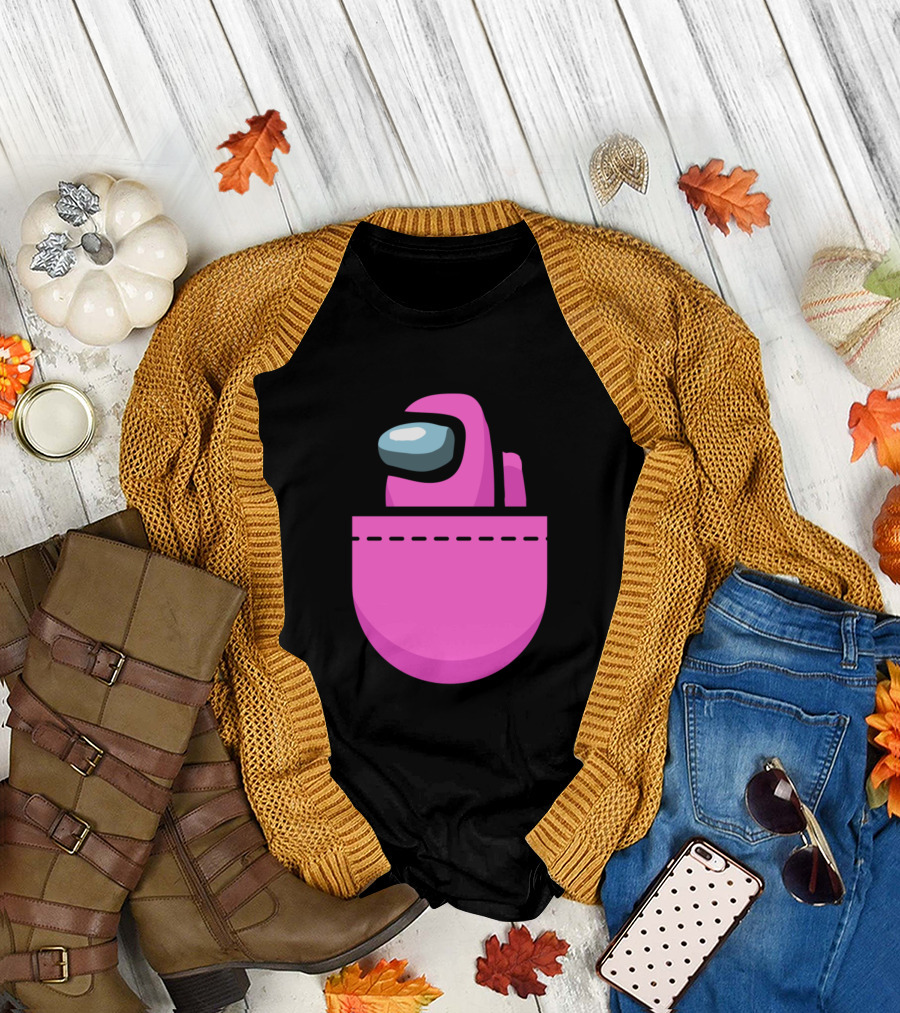 Among Us Pink Crewmate Pocket T-Shirt