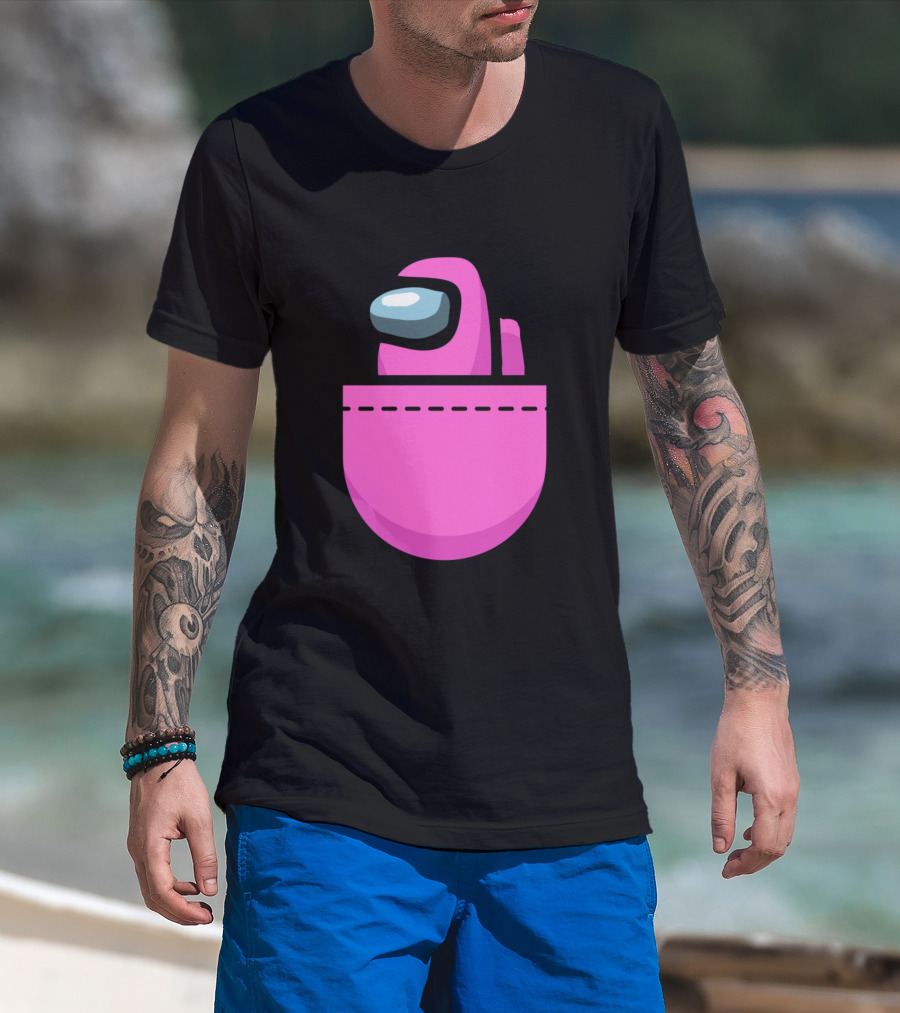 Among Us Pink Crewmate Pocket T-Shirt