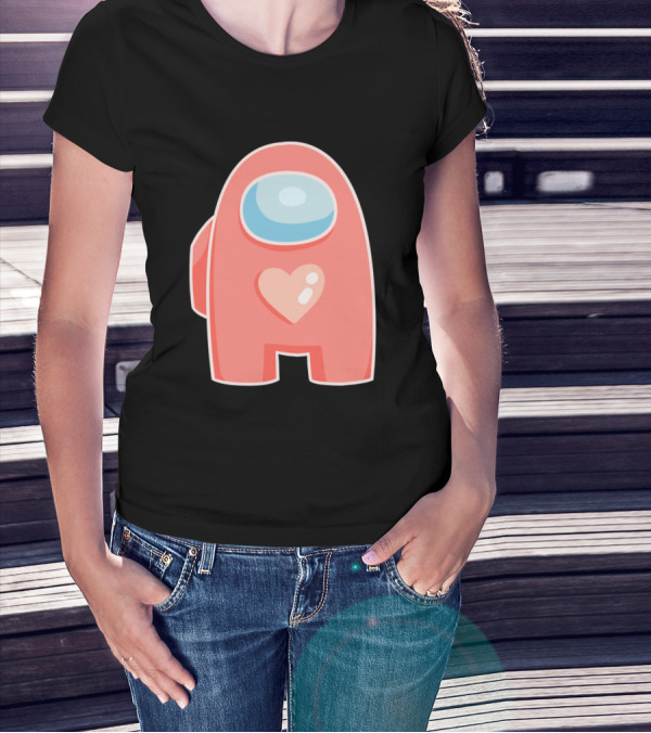 Red Crewmate With Heart Among Us T-Shirt