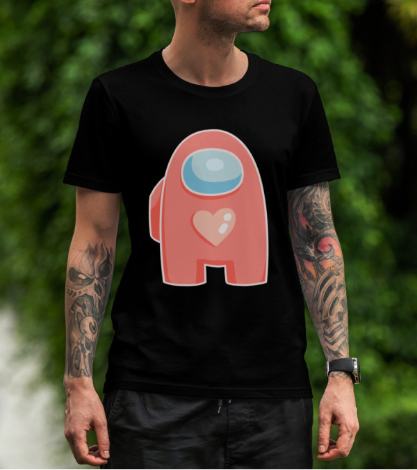 Red Crewmate With Heart Among Us T-Shirt