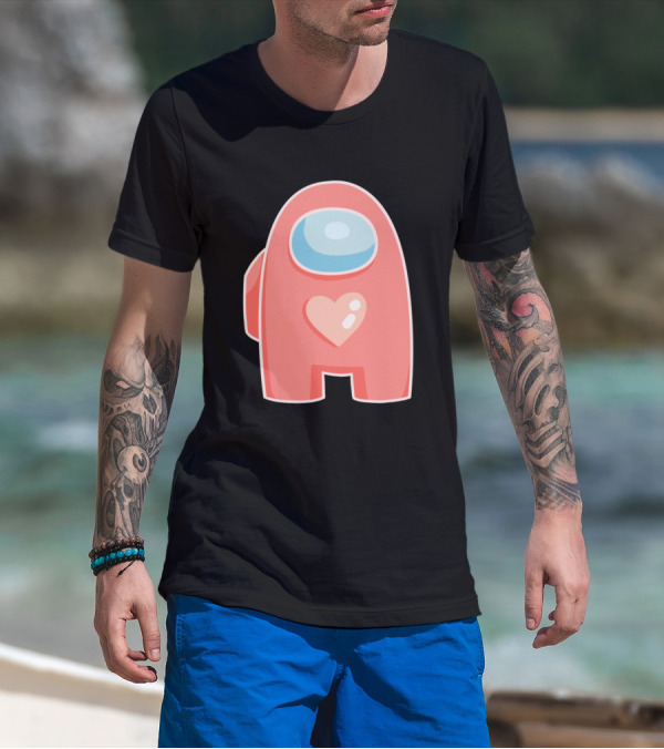 Red Crewmate With Heart Among Us T-Shirt