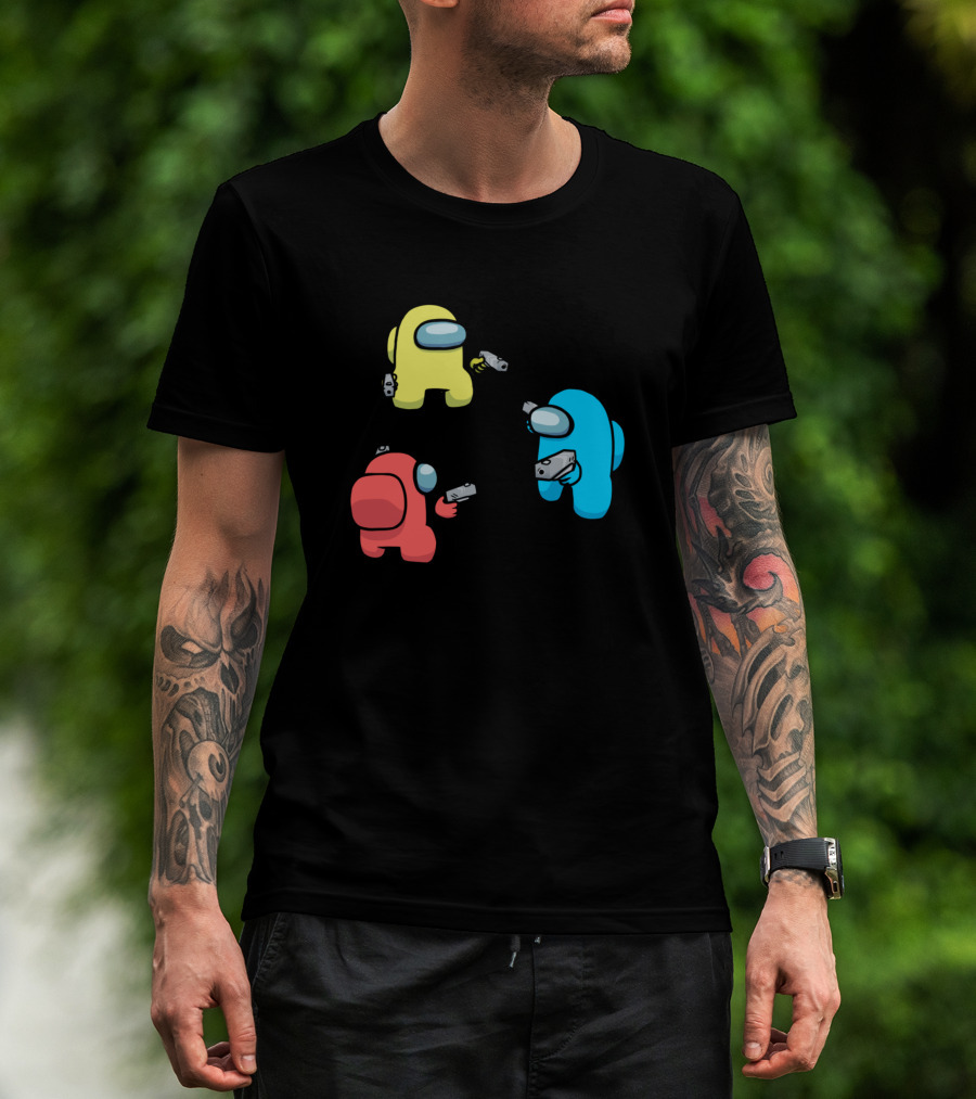 Among Us Parody You Can't Trust Anyone Crewmates Mexican Standoff T-Shirt