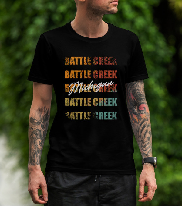 Battle Creek Michigan Retro Vintage Text T-Shirt