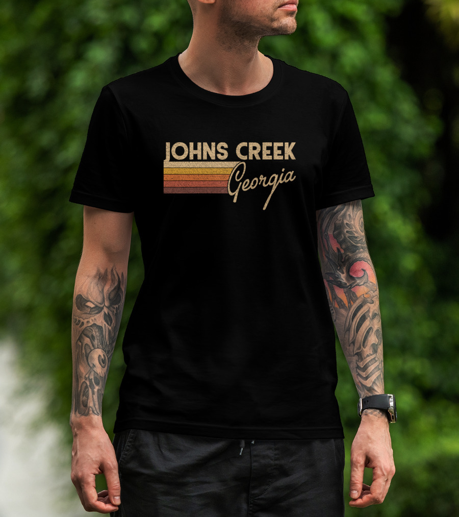 Johns Creek Georgia Vintage Retro Stripe T-Shirt