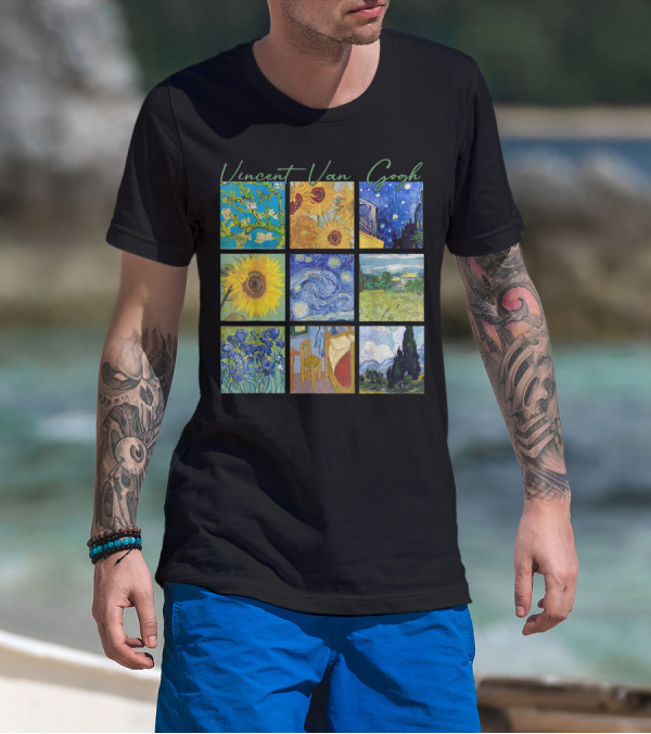 Vincent Van Gogh Almond Blossoms Sunflowers Starry Night Irises Bedroom Cypress T-Shirt