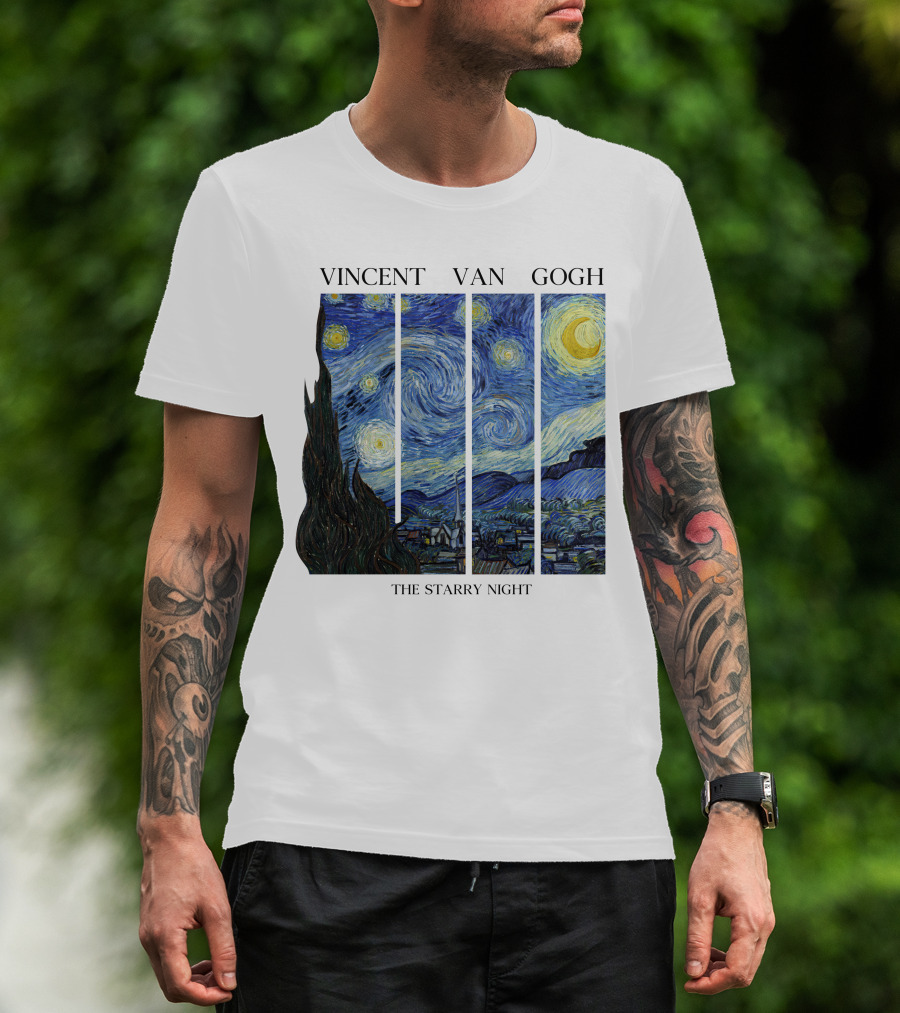 Vincent Van Gogh The Starry Night Quadrant Series T-Shirt