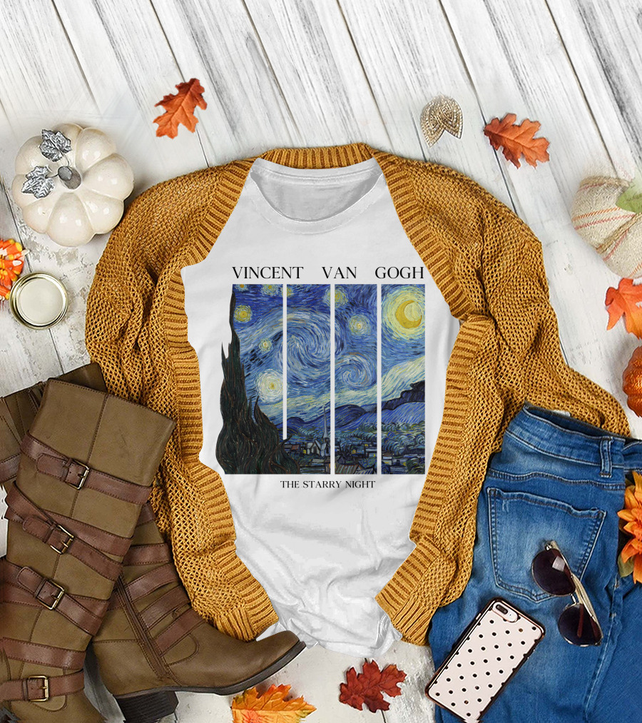 Vincent Van Gogh The Starry Night Quadrant Series T-Shirt