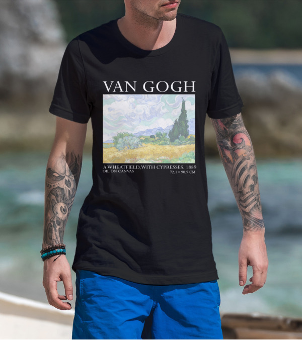 Van Gogh Wheatfield With Cypresses 1889 Oil On Canvas 72.1 X 90.9 Cm T-Shirt