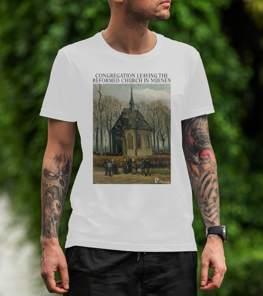 Congregation Leaving The Reformed Church In Nuenen Vincent Van Gogh Painting T-Shirt