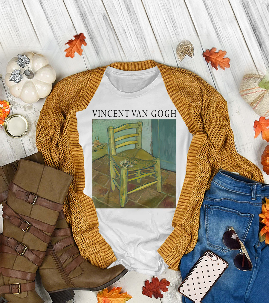 Vincent Van Gogh Wooden Chair with Pipe and Letters T-Shirt